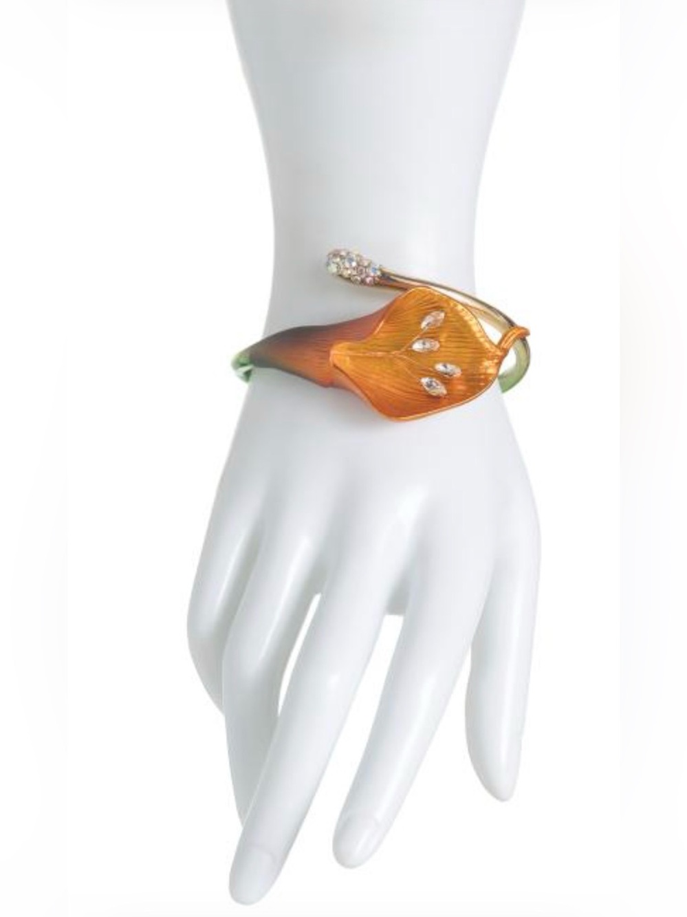 BETSEY JOHNSON Orange Ombré Delicate Feminine Hinged Calla Lily Bracelet NEW NWT